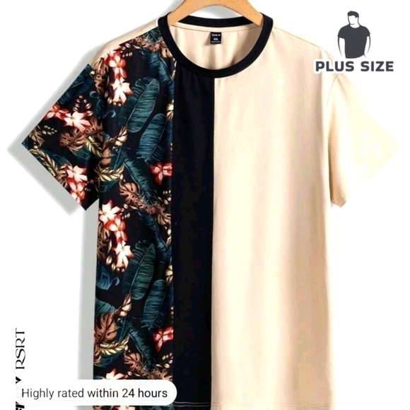 NWT 4xl Fit - Manfinity Mens Colorblock Cream/Tropical Floral Shirt. Please Read - Picture 2 of 6